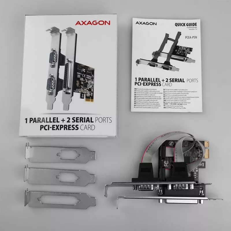 Axagon PCEA-PSN PCIe - 1 adaptador de puerto paralelo y 2 serie 250 kbps con SP y LP