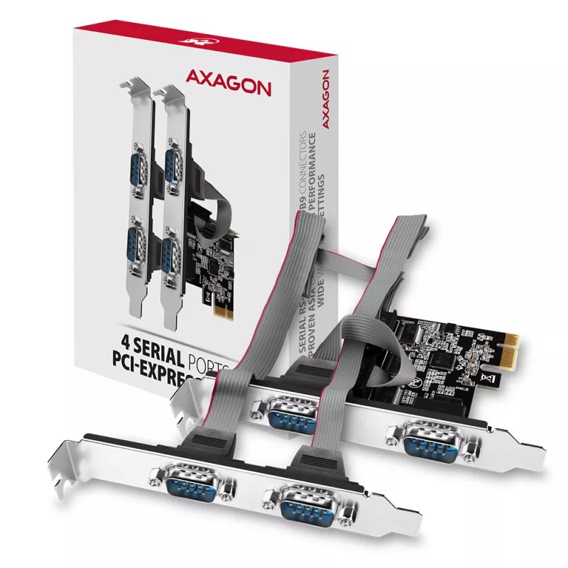 Axagon PCEA-S4N PCIe - 4 adaptador de puerto serie 250 kbps con SP y LP