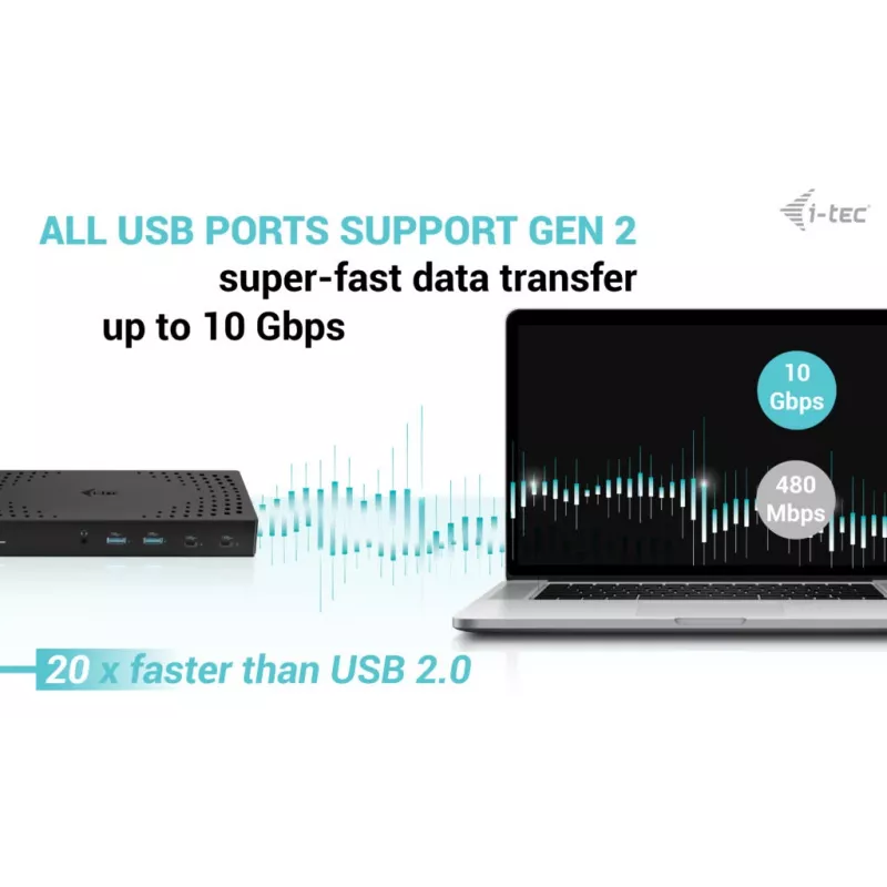 i-tec USB 3.0 / USB-C / Thunderbolt, 3x estación de acoplamiento 4K Gen 2 + Power Delivery 100W