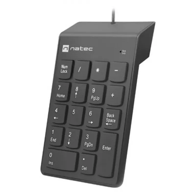 NATEC Goby 2 NKL-2022 teclado numérico, con cable USB, 18 teclas, de membrana, cable de 1,5 m, negro