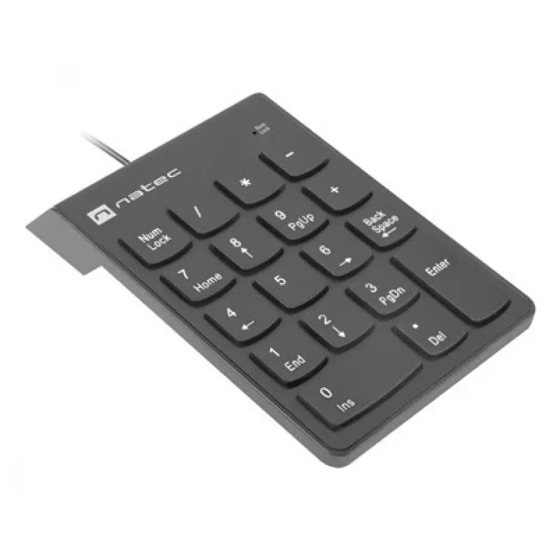 NATEC Goby 2 NKL-2022 teclado numérico, con cable USB, 18 teclas, de membrana, cable de 1,5 m, negro