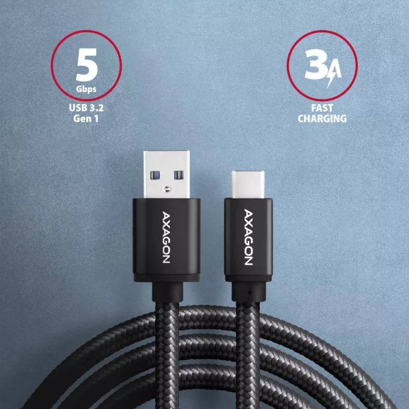 Cable USB Axagon BUCM3-AM15AB USB 3.2 Gen 1 1,5m USB-C USB-A Negro