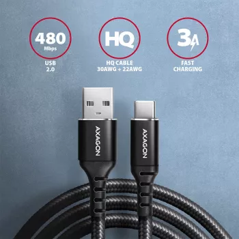 Axagon BUCM-AM10AB HQ cable USB-C USB-A 1 m