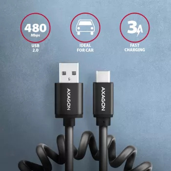 Cable USB Axagon BUCM-AM10TB USB 2.0 0,6 m USB-C USB-A Negro