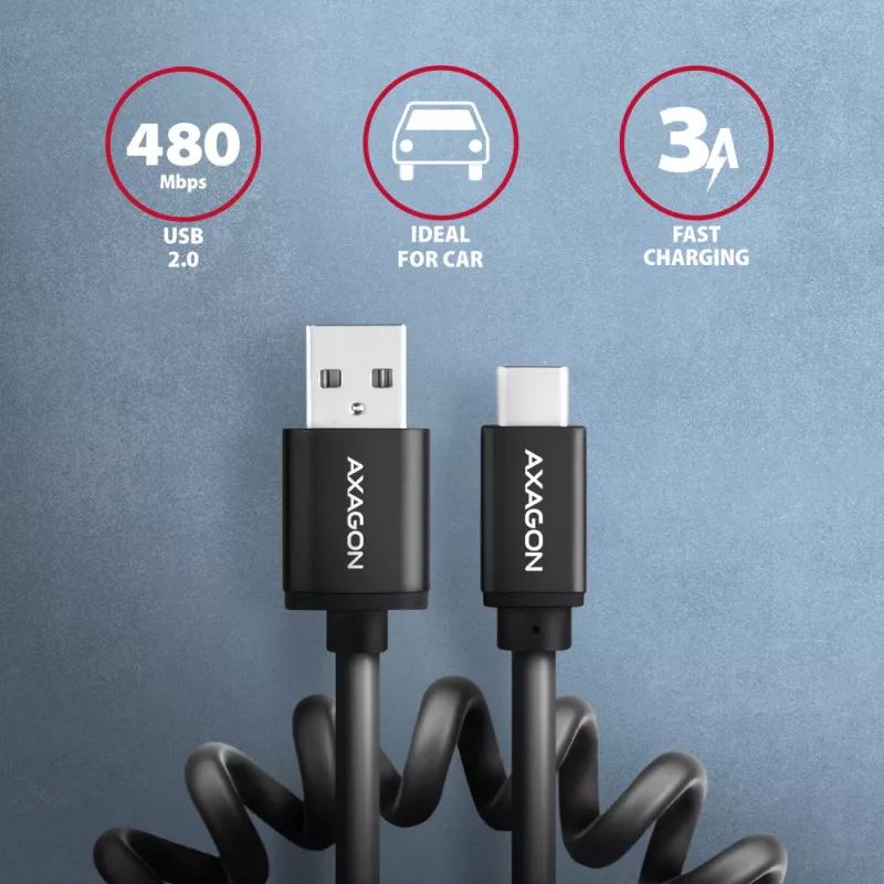 Cable USB Axagon BUCM-AM10TB USB 2.0 0,6 m USB-C USB-A Negro