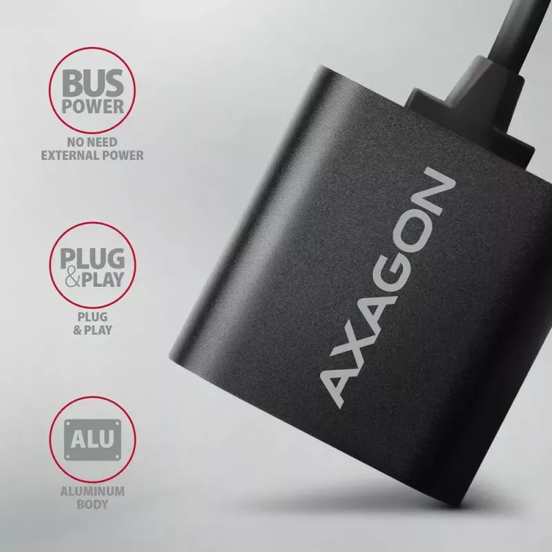 Adaptador de audio USB externo AXAGON ADA-12 con 1x jack de 3,5 mm para auriculares y micrófono