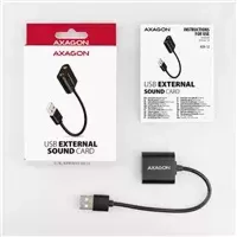 Adaptador de audio USB externo AXAGON ADA-12 con 1x jack de 3,5 mm para auriculares y micrófono