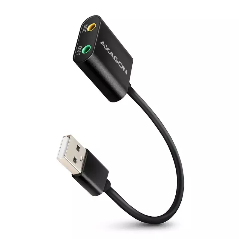 Adaptador de audio USB externo AXAGON ADA-12 con 1x jack de 3,5 mm para auriculares y micrófono