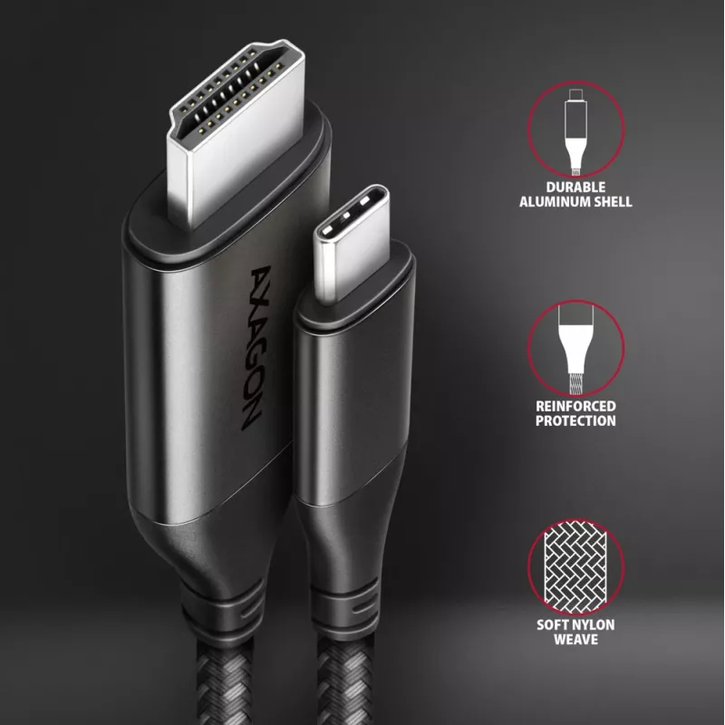 Cable Axagon RVC-HI2MC USB-C -> HDMI 2.0a 1,8m, 4K/60Hz HDR10