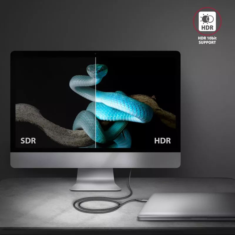 Cable Axagon RVC-HI2MC USB-C -> HDMI 2.0a 1,8m, 4K/60Hz HDR10