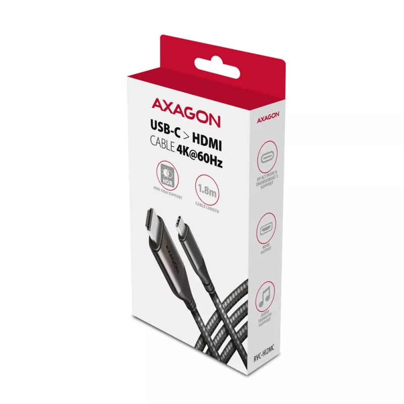 Cable Axagon RVC-HI2MC USB-C -> HDMI 2.0a 1,8m, 4K/60Hz HDR10