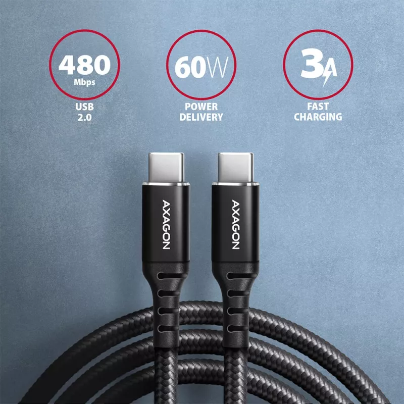Cable USB Axagon BUCM-CM20AB 2m USB C Negro