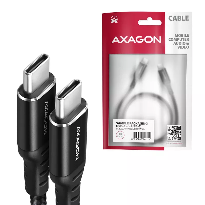 Cable USB Axagon BUCM-CM20AB 2m USB C Negro