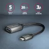 Adaptador de cable Axagon RUCM-AFAC USB-C (M) -> USB-A (H), 20 cm, USB 3.2 Gen 1, 3A, ALU
