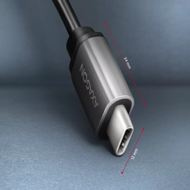 Adaptador de cable Axagon RUCM-AFAC USB-C (M) -> USB-A (H), 20 cm, USB 3.2 Gen 1, 3A, ALU