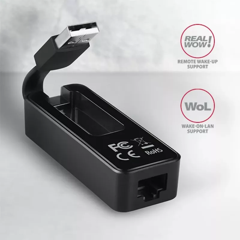 AXAGON ADE-XR adaptador de USB 2.0 Type-A a Fast Ethernet 10/100, RJ-45, Realtek RTL8152, negro, 23 g