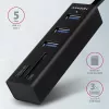Hub multipuerto Axagon HMA-CR3A de metal USB 3.2 Gen 1 con tres puertos USB y lector de tarjetas