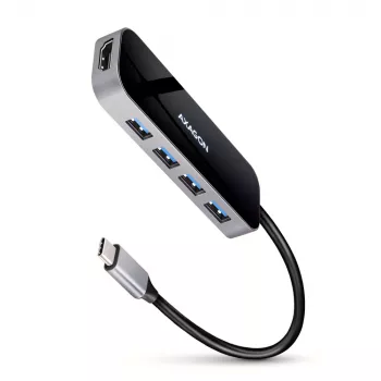 Hub Axagon HMC-6H4A USB 3.2 Gen 1, 4x USB-A, HDMI 4K/30Hz, PD 100W, cable USB-C de 20 cm