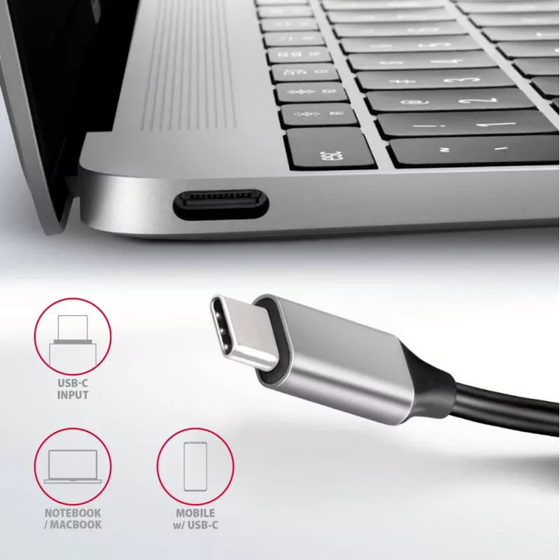 Hub Axagon HMC-6H4A USB 3.2 Gen 1, 4x USB-A, HDMI 4K/30Hz, PD 100W, cable USB-C de 20 cm