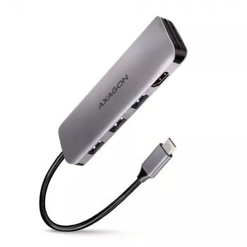 Hub Axagon HMC-HCR3A 3x USB-A + HDMI + SD/microSD USB-C 3.2 Gen 1 cable de 20 cm USB 3.2 Gen 1 (3.1 Gen 1) Type-C gris