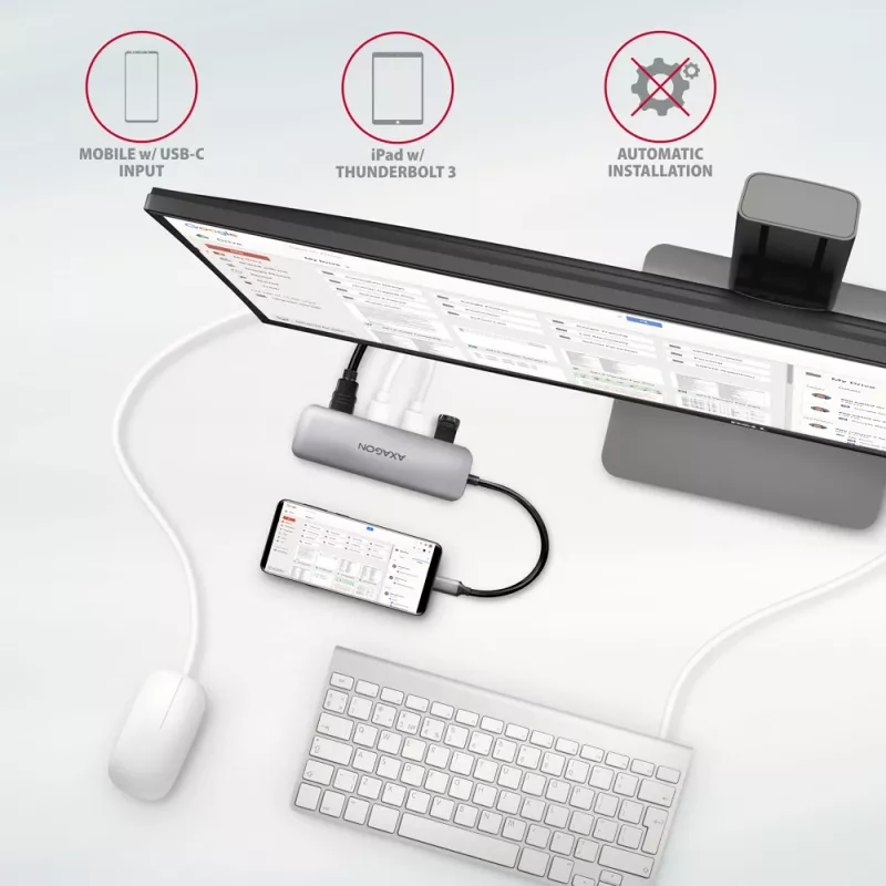 Hub Axagon HMC-HCR3A 3x USB-A + HDMI + SD/microSD USB-C 3.2 Gen 1 cable de 20 cm USB 3.2 Gen 1 (3.1 Gen 1) Type-C gris