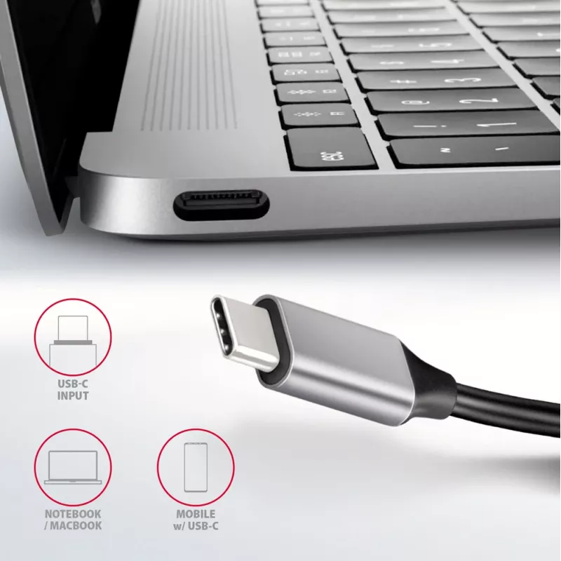 Hub Axagon HMC-HCR3A 3x USB-A + HDMI + SD/microSD USB-C 3.2 Gen 1 cable de 20 cm USB 3.2 Gen 1 (3.1 Gen 1) Type-C gris
