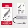 Hub Axagon HMC-HCR3A 3x USB-A + HDMI + SD/microSD USB-C 3.2 Gen 1 cable de 20 cm USB 3.2 Gen 1 (3.1 Gen 1) Type-C gris