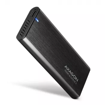 Carcasa externa Axagon EEM2-SB2 USB-C 3.2 Gen 2 de metal para SSD M.2 NVMe y SATA. Sin tornillos