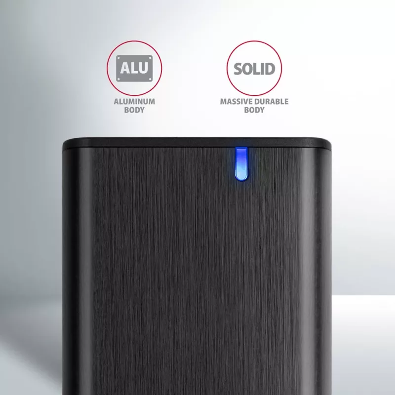 Carcasa externa Axagon EEM2-SB2 USB-C 3.2 Gen 2 de metal para SSD M.2 NVMe y SATA. Sin tornillos