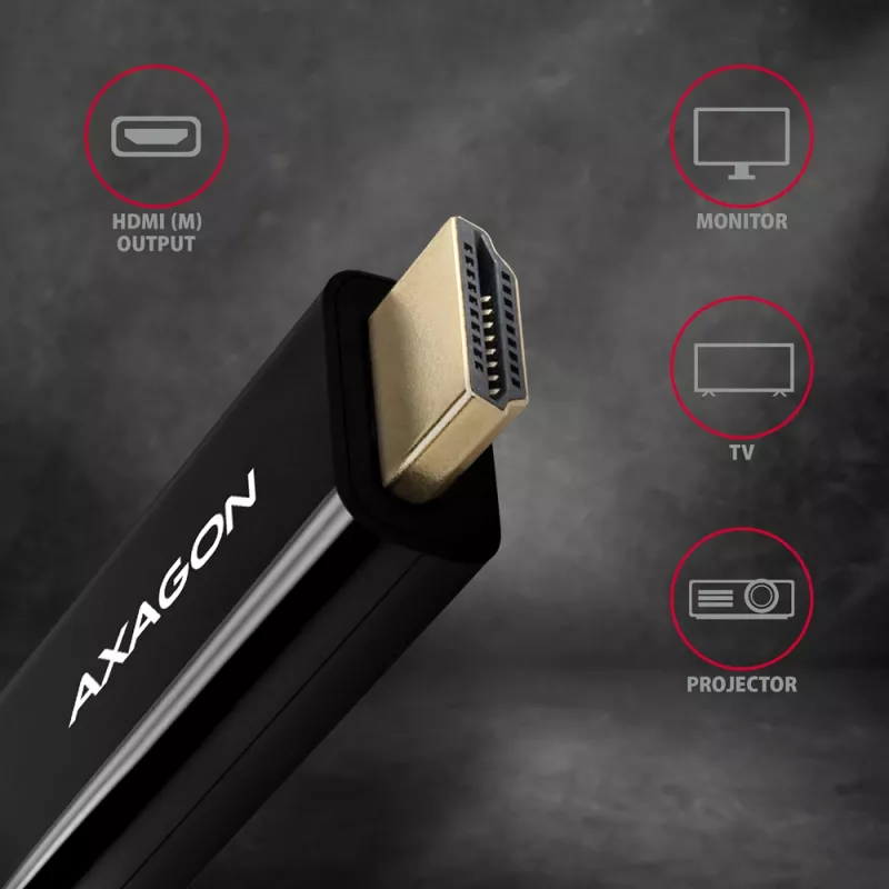Cable adaptador Axagon RVDM-HI14C2 Mini DisplayPort a HDMI 4K 30Hz 1,8 m