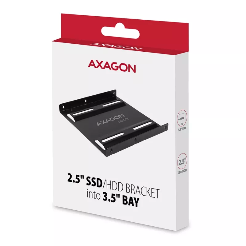 Marco de montaje Axagon RHD-125B para 1x 2,5 pulgadas en bahía de 3,5 pulgadas - Metal negro