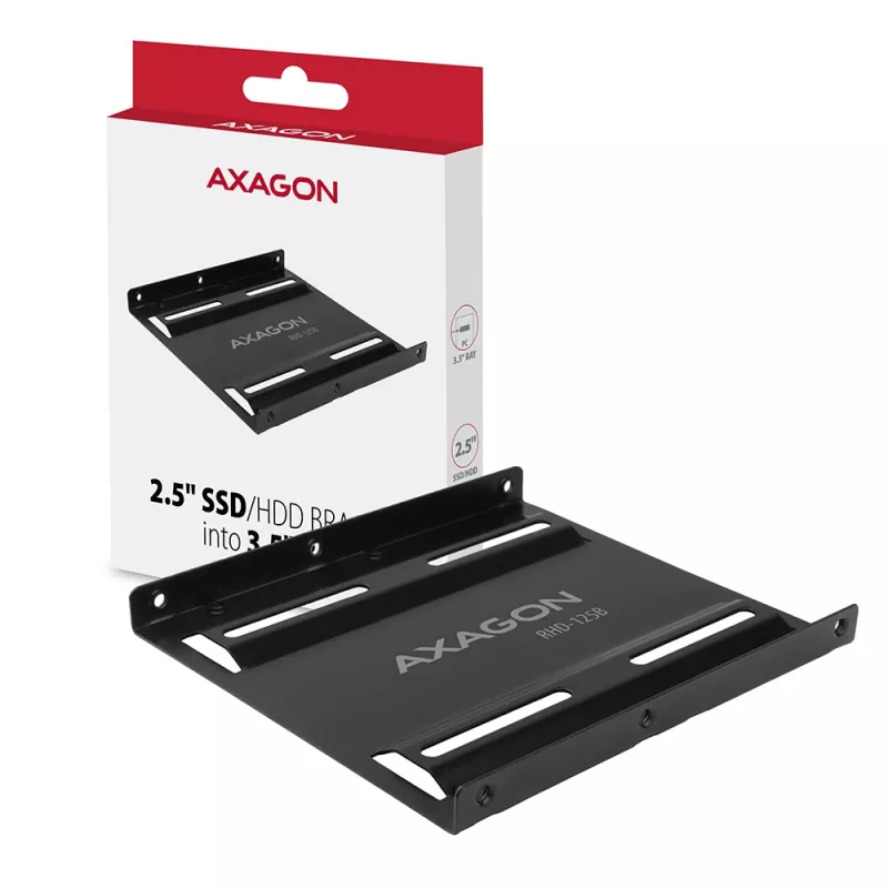 Marco de montaje Axagon RHD-125B para 1x 2,5 pulgadas en bahía de 3,5 pulgadas - Metal negro