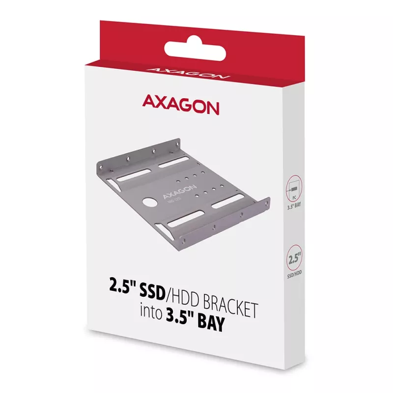 Soporte Axagon RHD-125S para 1x HDD/SSD de 2,5 pulgadas en bahía de 3,5 pulgadas, metal, gris