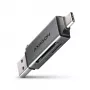 Lector de tarjetas Axagon CRE-DAC USB-C + USB-A 5 Gbps MINI 2 ranuras y LUN SD/microSD USB 3.0 Type-A/Type-C gris