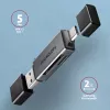 Lector de tarjetas Axagon CRE-DAC USB-C + USB-A 5 Gbps MINI 2 ranuras y LUN SD/microSD USB 3.0 Type-A/Type-C gris