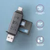 Lector de tarjetas Axagon CRE-DAC USB-C + USB-A 5 Gbps MINI 2 ranuras y LUN SD/microSD USB 3.0 Type-A/Type-C gris
