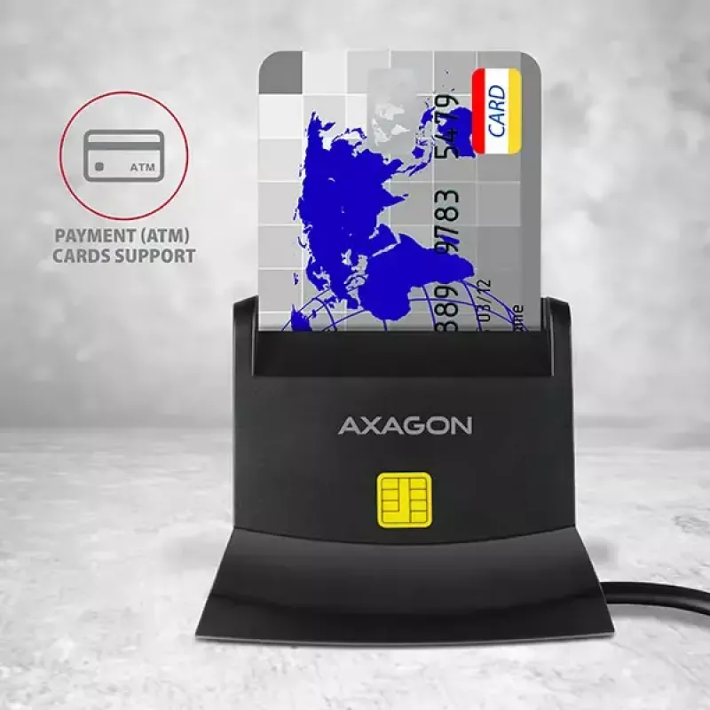 Lector de tarjetas inteligentes Axagon CRE-SM2 USB 2.0 negro cable de 1,3 m