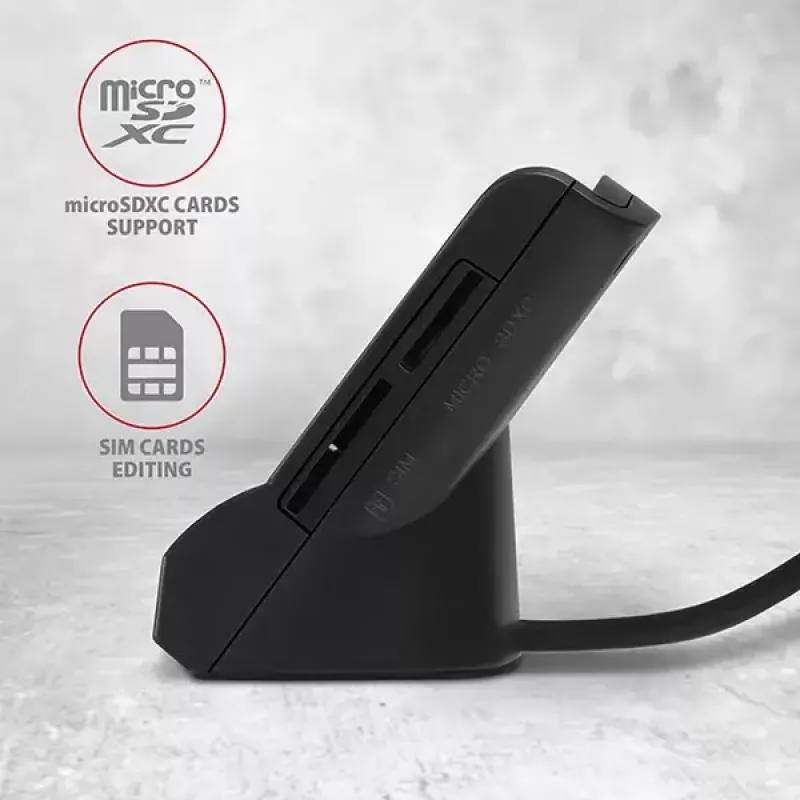 Lector de tarjetas inteligentes Axagon CRE-SM2 USB 2.0 negro cable de 1,3 m