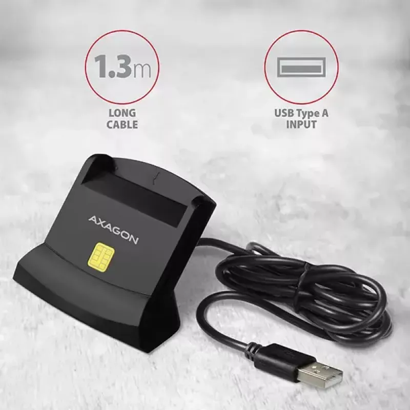 Lector de tarjetas inteligentes Axagon CRE-SM2 USB 2.0 negro cable de 1,3 m