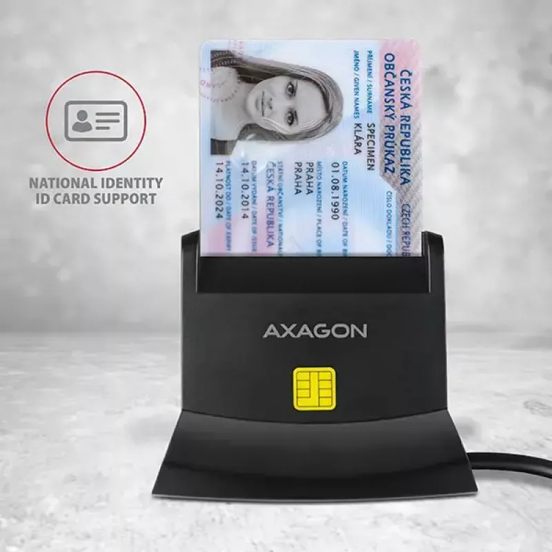 Lector de tarjetas inteligentes Axagon CRE-SM2 USB 2.0 negro cable de 1,3 m