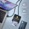 Lector plano de tarjetas inteligentes y SD/microSD/SIM Axagon CRE-SM3SD USB para interiores USB 2.0 negro