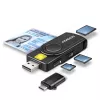 Lector de tarjetas Axagon CRE-SMP2A USB Smartcard y SD/microSD/SIM PocketReader para interiores USB Type-A/USB Type-C negro