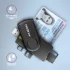 Lector de tarjetas Axagon CRE-SMP2A USB Smartcard y SD/microSD/SIM PocketReader para interiores USB Type-A/USB Type-C negro