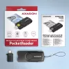 Lector de tarjetas Axagon CRE-SMP2A USB Smartcard y SD/microSD/SIM PocketReader para interiores USB Type-A/USB Type-C negro