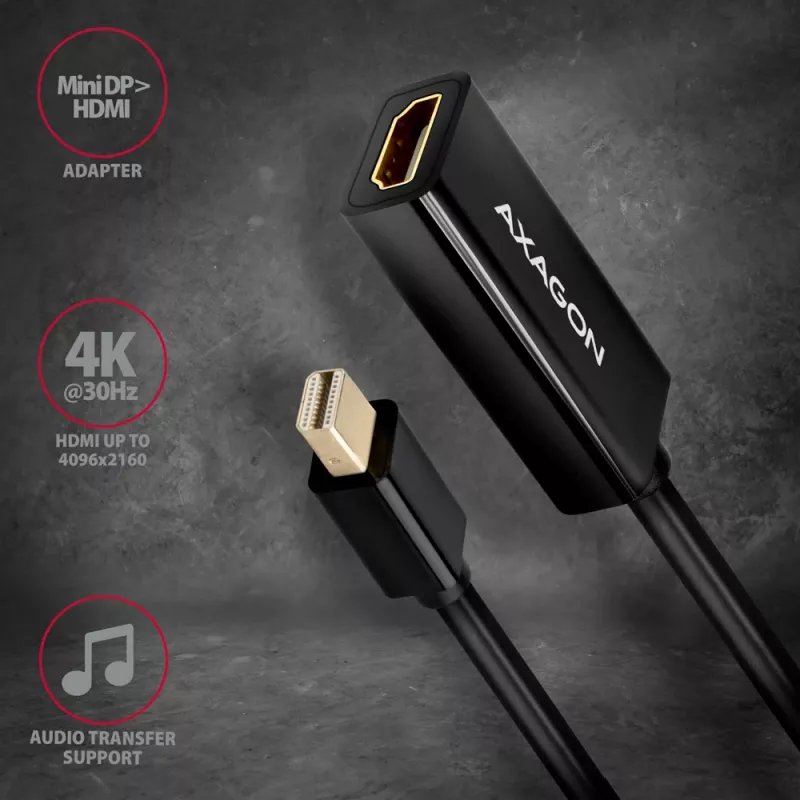 Adaptador Axagon RVDM-HI14N Mini DisplayPort -> HDMI 1.4 4K/30Hz