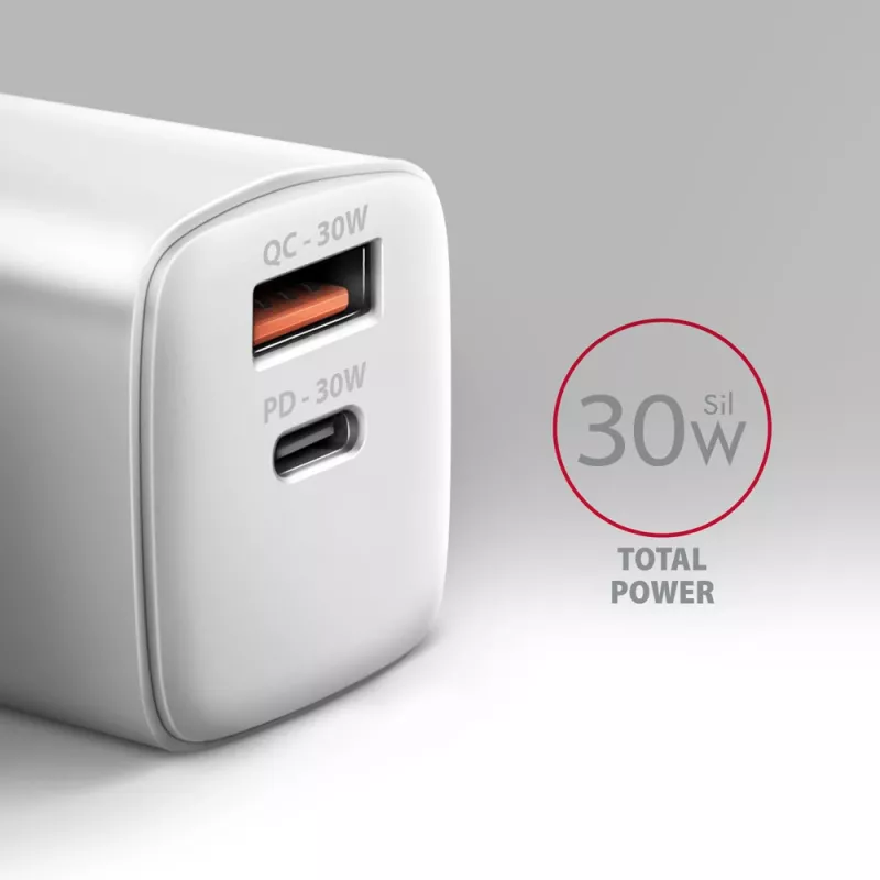Cargador Axagon ACU-PQ30W QC3.0 30W USB-C blanco