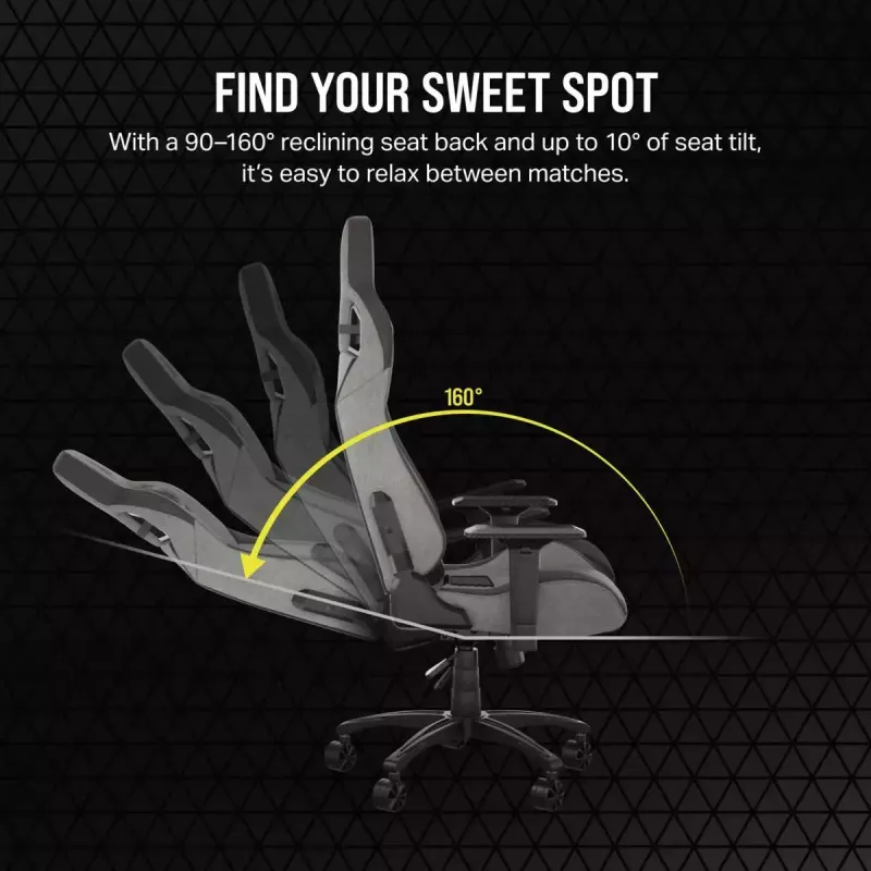 Silla gaming universal Corsair T3 RUSH 2023 asiento acolchado gris antracita