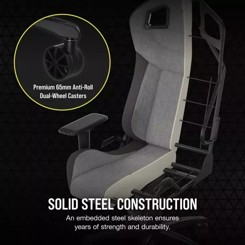 Silla gaming universal Corsair T3 RUSH 2023 asiento acolchado gris antracita