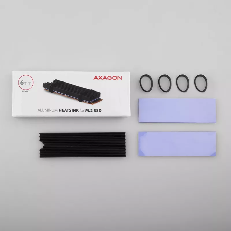 Disipador pasivo de aluminio Axagon CLR-M2L6 para todas las SSD M.2, tamaño 2280, alto 6 mm