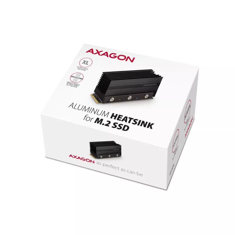 Disipador pasivo de aluminio Axagon CLR-M2XL para unidades SSD M.2 de una y dos caras, tamaño 2280, altura 36 mm